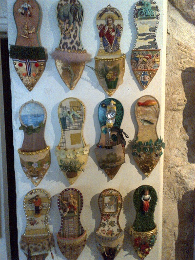 Anna-Marie&rsquo;s Shoes. The bottom left one has 3 fish lures as decorations.