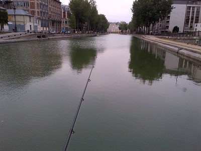 Fishing at the Canal Saint-Martin near Rue Eugene Varlin